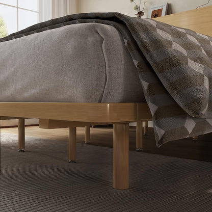 KEIKI King Size Bamboo Platform Bed with Headboard and USB Ports, Mid-Century Modern Floating Bed Frame with Solid Support Slats, No Box Spring Needed, Easy Assembly, Noise Free, for Bedroom, Natural