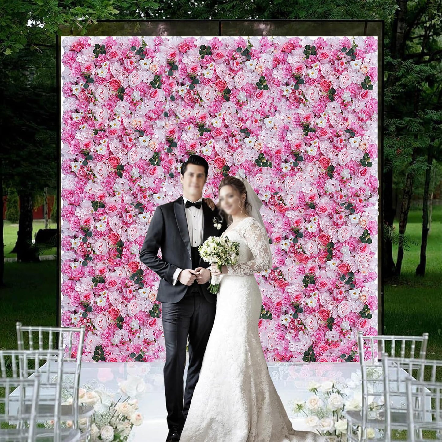 JIIPOREGJ Flower Wall Backdrop 40 * 60Cm,Artificial Floral Wall Panel,for Wedding Celebrations Party Birthday Backdrops and Home Decoration,10pcs