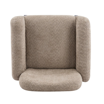 Christopher Knight Home Audrey Boucle Upholstered Accent Chair, Living Room Low Profile Armchair, Solid Wood Comfy Reading Chair, Modern Single Lounge Sofa, Light Camel
