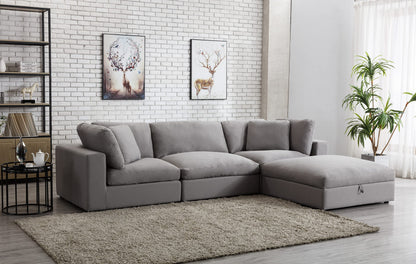 Roundhill Furniture Rivas Contemporary Feather Fill 4-Piece Modular Sectional Sofa, Graphite