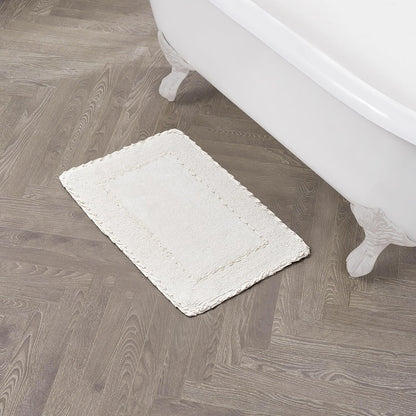 Laura Ashley Ivory Ruffle Cotton Bath Rug, 17" x 24"