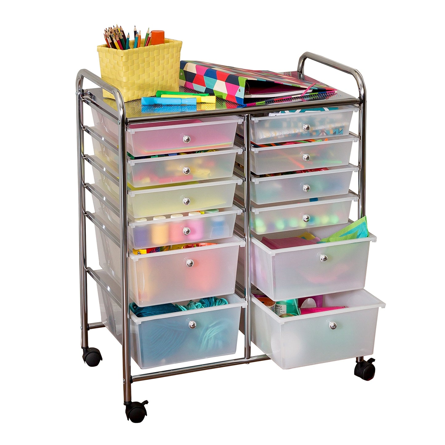 Honey-Can-Do Rolling Storage Cart and Organizer with 12 Plastic Drawers