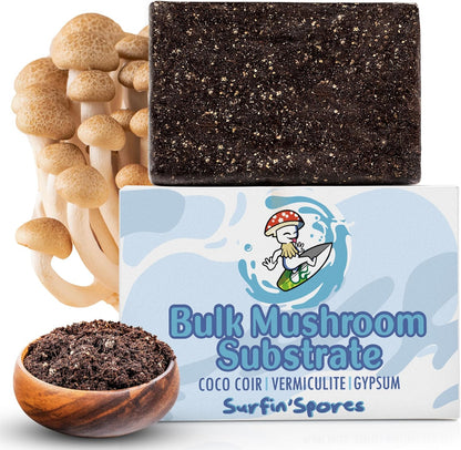 5 lbs Surfin' Spores Premium Mushroom Substrate - Bulk CVG Blend for Monotub Cultivation - Pasteurized Coco Coir