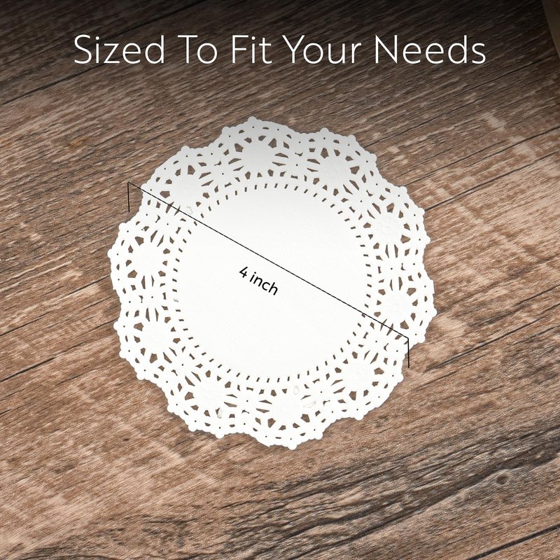 Restaurantware-Pastry Tek 4 x 4 Inch Lace Doilies, 4,000 Decorative Tableware Placemats - Disposable, Round, White Paper Table Doilies, for Birthdays, Or Weddings, Table Decor