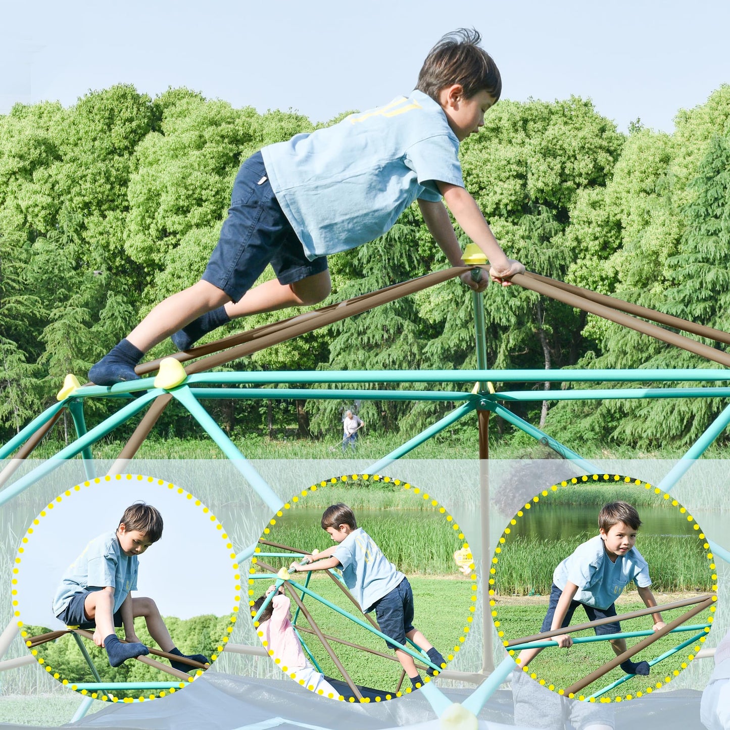 Virubi 12 FT Climbing Dome for Kids 3-10, Geometric Jungle Gym, Outdoor Play Equipment Supports 1000 lbs, Anti-Rust Easy Assembly