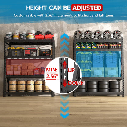 MUPATER 72" W x 24" D x 84" H Heavy Duty Storage Shelves, 8000 Pound Load Capacity, 4-Tier Adjustable Industrial Shelving, Metal Garage Storage Rack for Warehouse, Garage, Kitchen