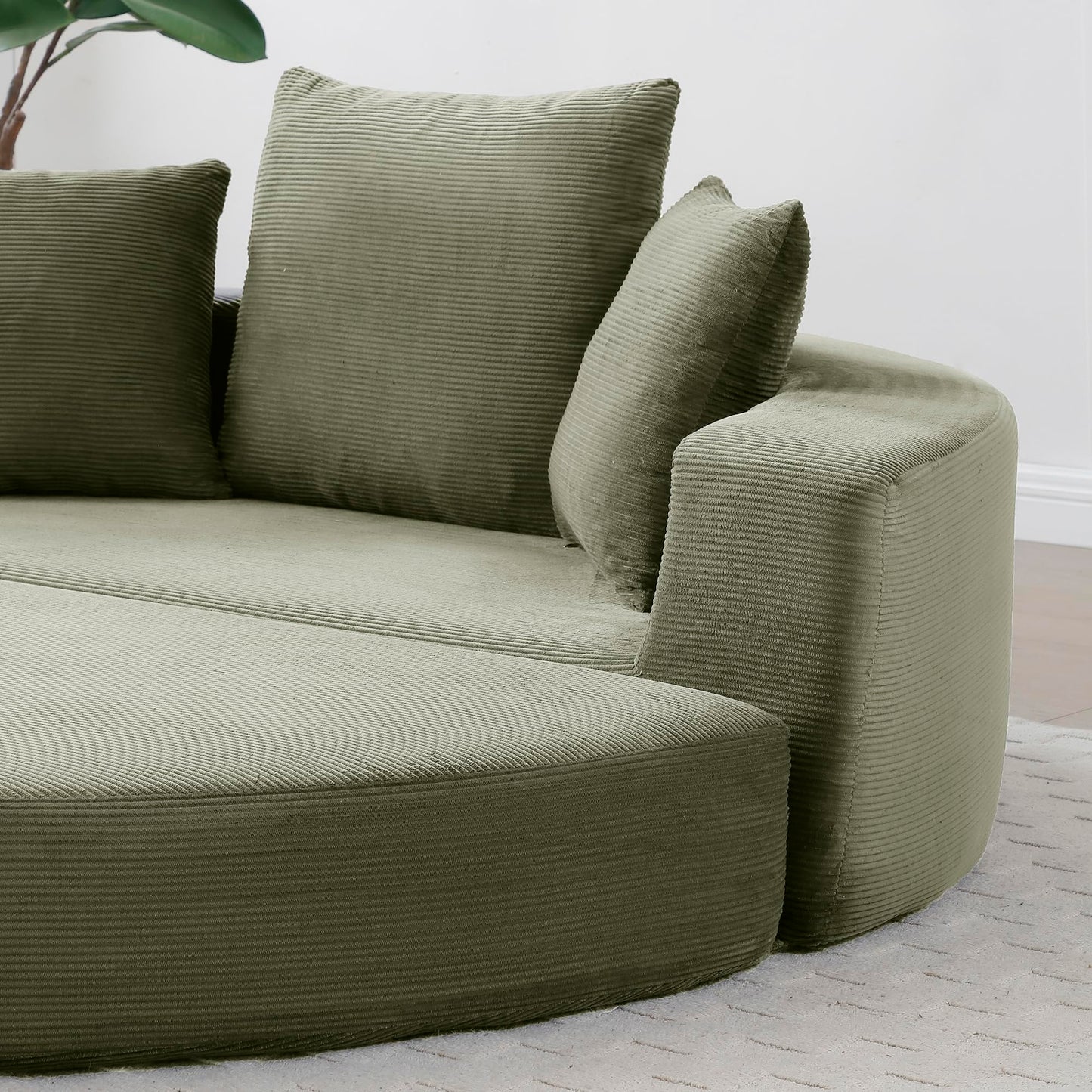 KEIKI 67" Corduroy Convertible Circular Floor Sofa Bed,Multi-Functional Adjustable Futon Couch for Living Room Apartment Office,No Assembly