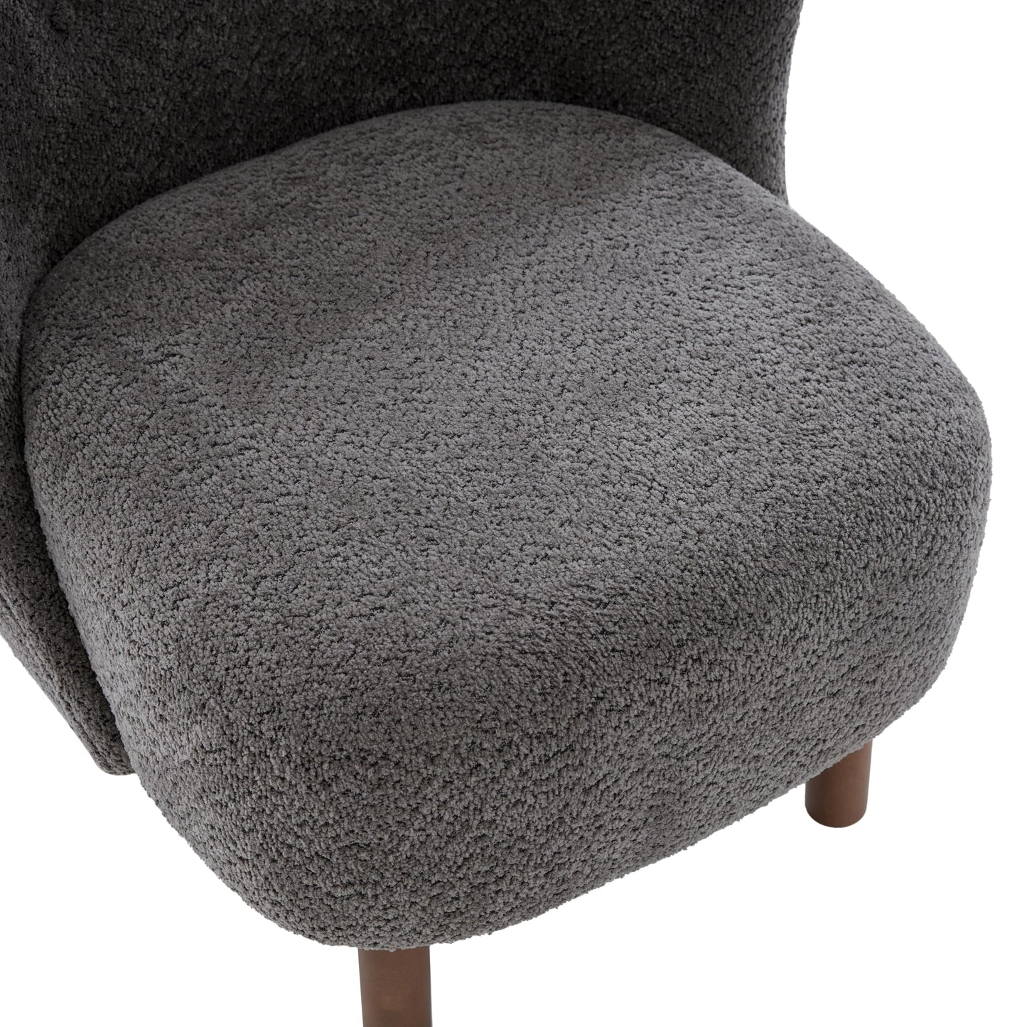 Christopher Knight Home Aurora Boucle Upholstered Wingback Accent Chair, Solid Wood Living Room Slipper Chair, Bedroom Comfy Reading Chair, Dark Grey