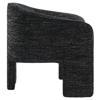 Modway Greer Comfy Barrel Accent Chair with 3 Legs in Charcoal Boucle Fabric – Cozy Round Reading Armchair – Mid Century Modern Upholstered Wide Barrel Dining Chair with Curved Back