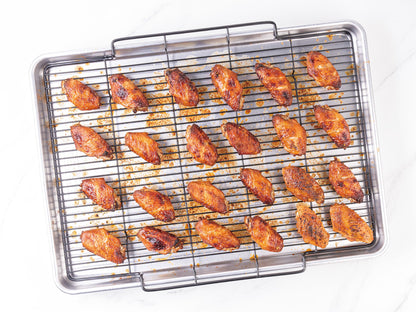 Baker's Secret Non-Toxic Large Roasting Pan 18" with Rack, Roaster 100% Recycled Aluminum, Turkey Roasting Pan, Vegetables, Poultry - The Natural Aluminum Collection PFOA, PFOS, and PTFE free