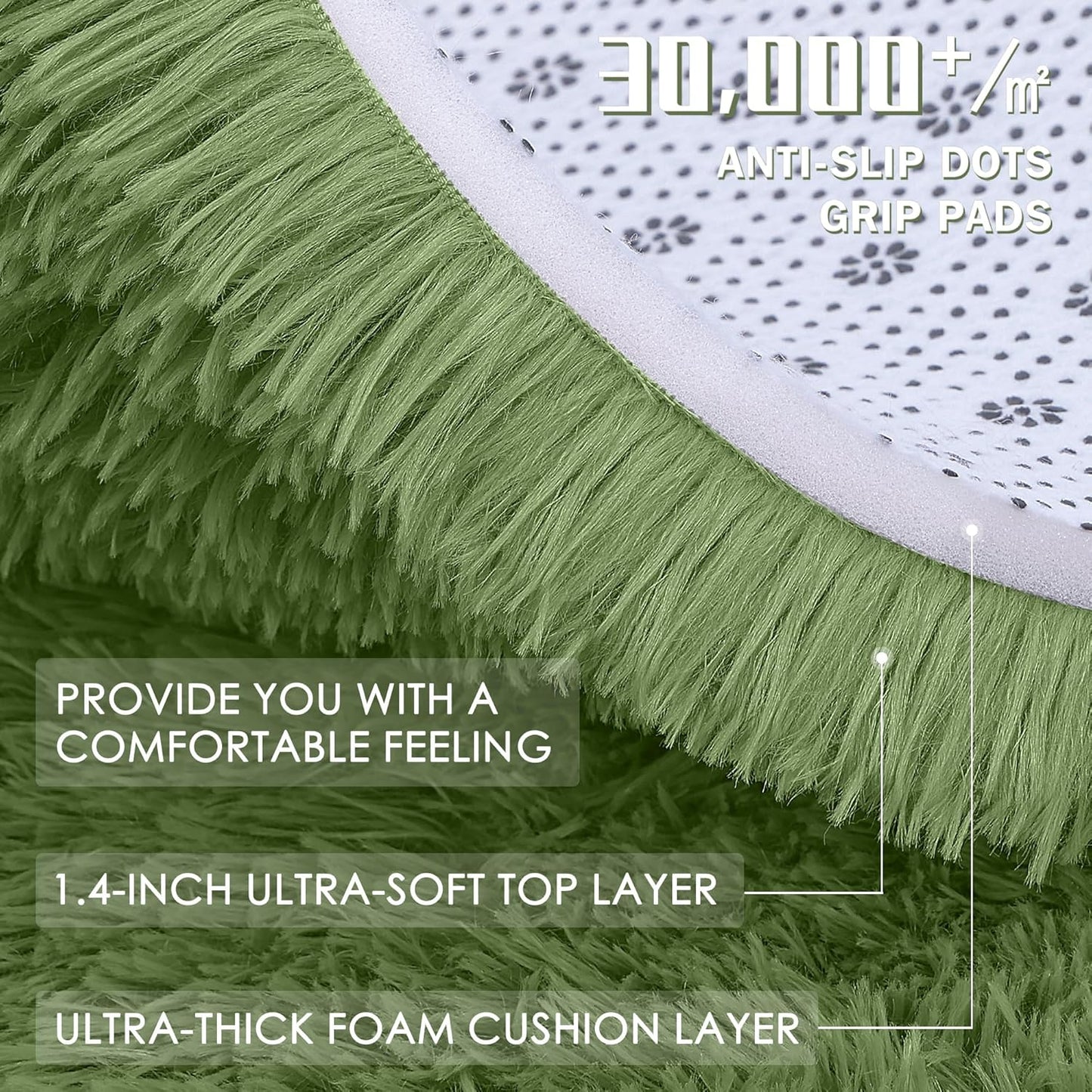 OLANLY Runner Rugs - Soft Fluffy Machine Washable 2x5 for Hallway & Bedroom | Green Indoor Carpet