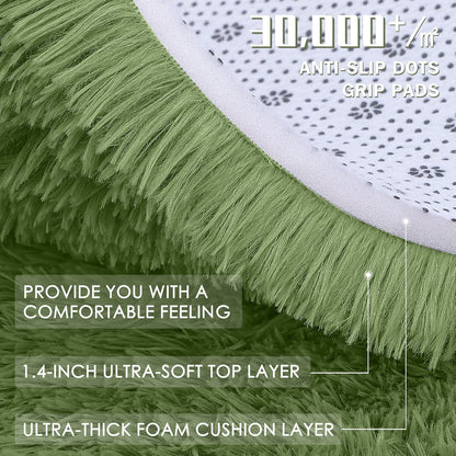 OLANLY Large Area Rug - Soft Fluffy Shaggy Indoor Carpet for Living Room & Bedroom | 5x8, Green
