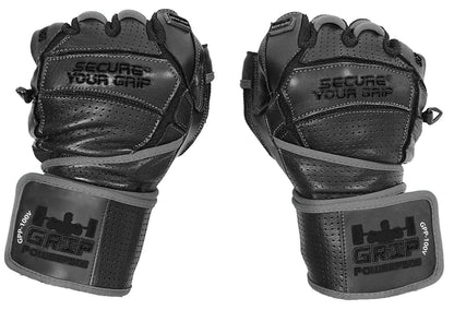 Elite Leather Gym Gloves with Built in 2" Wide Wrist Wraps Grip & Design for Weightlifting Power Lifting Bodybuilding & Strength Training Workout Exercises