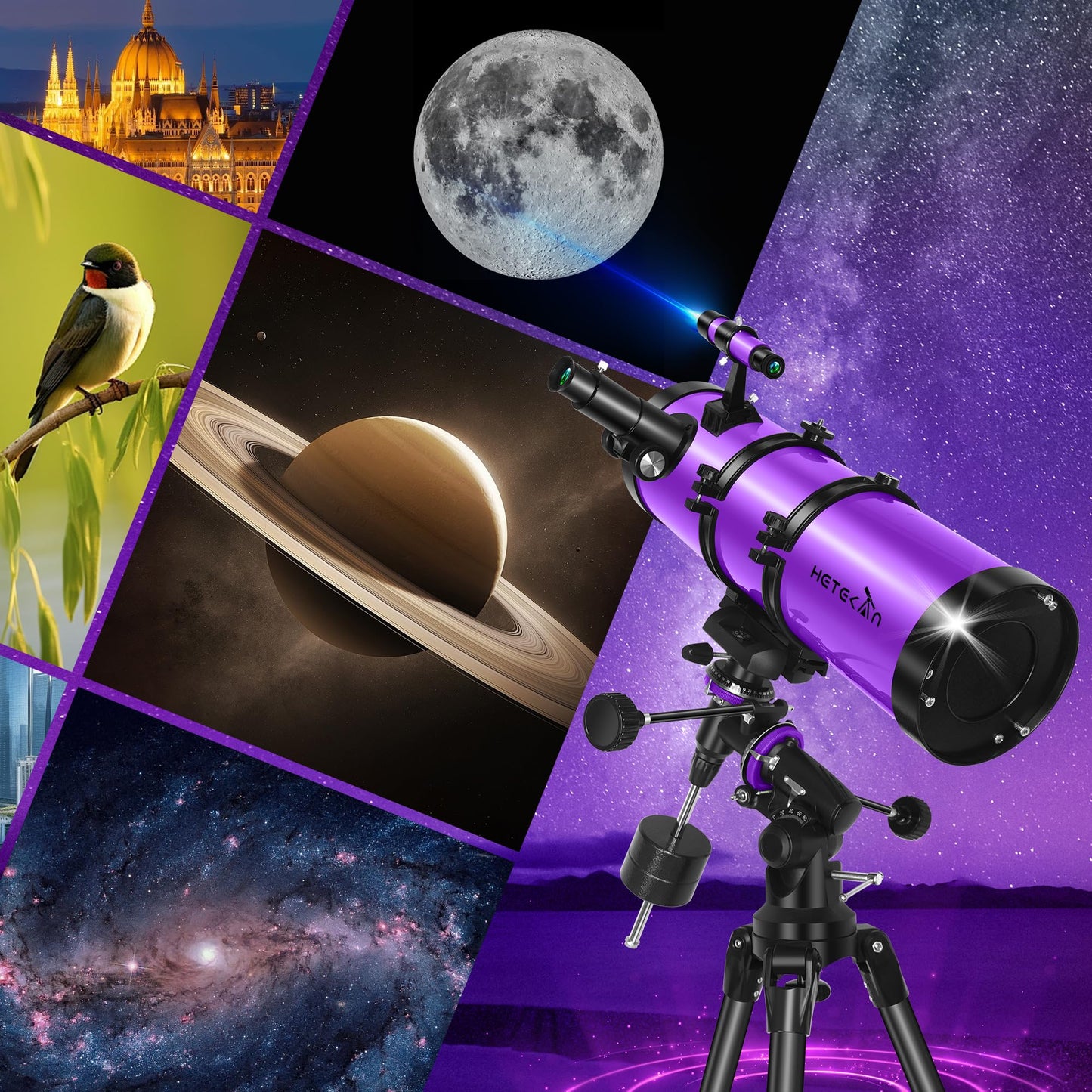 Telescope, 150EQ Newtonian Reflector Telescope for Adults & Beginners, Professional Telescopes for Adults High Powered Astronomy with Equatorial Mount, Phone Mount, Dust Cover & Carrying Bag