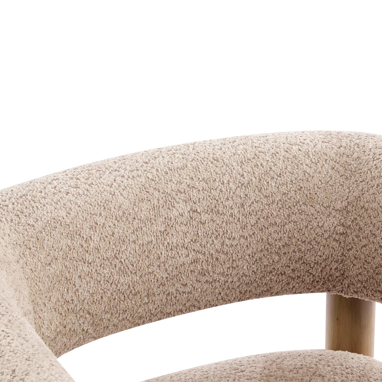 Christopher Knight Home Carly Low Profile Accent Chair, Round Backrest Side Chair, Living Room Armchair with Boucle Fabric Cushion, Comfy Reading Chair for Bedroom, Wooden Single Lounge Sofa, Wheat