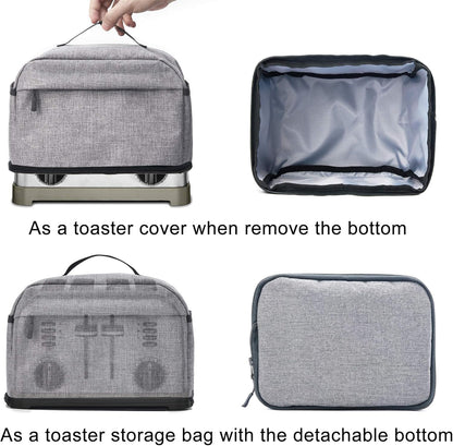 VOSDANS 4 Slice Toaster Cover, Gray, 2-in-1 Toaster Bag with Pockets, Machine Washable, Patent Design