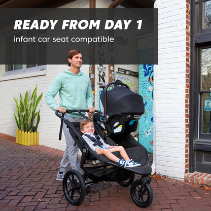 Baby Jogger® Summit X3 Double Jogging Stroller, Side by Side Double Stroller with Smooth Ride for Walking/Jogging, Compact Fold, All-Terrain Air Filled Tires, and All-Wheel Suspension, Midnight Black