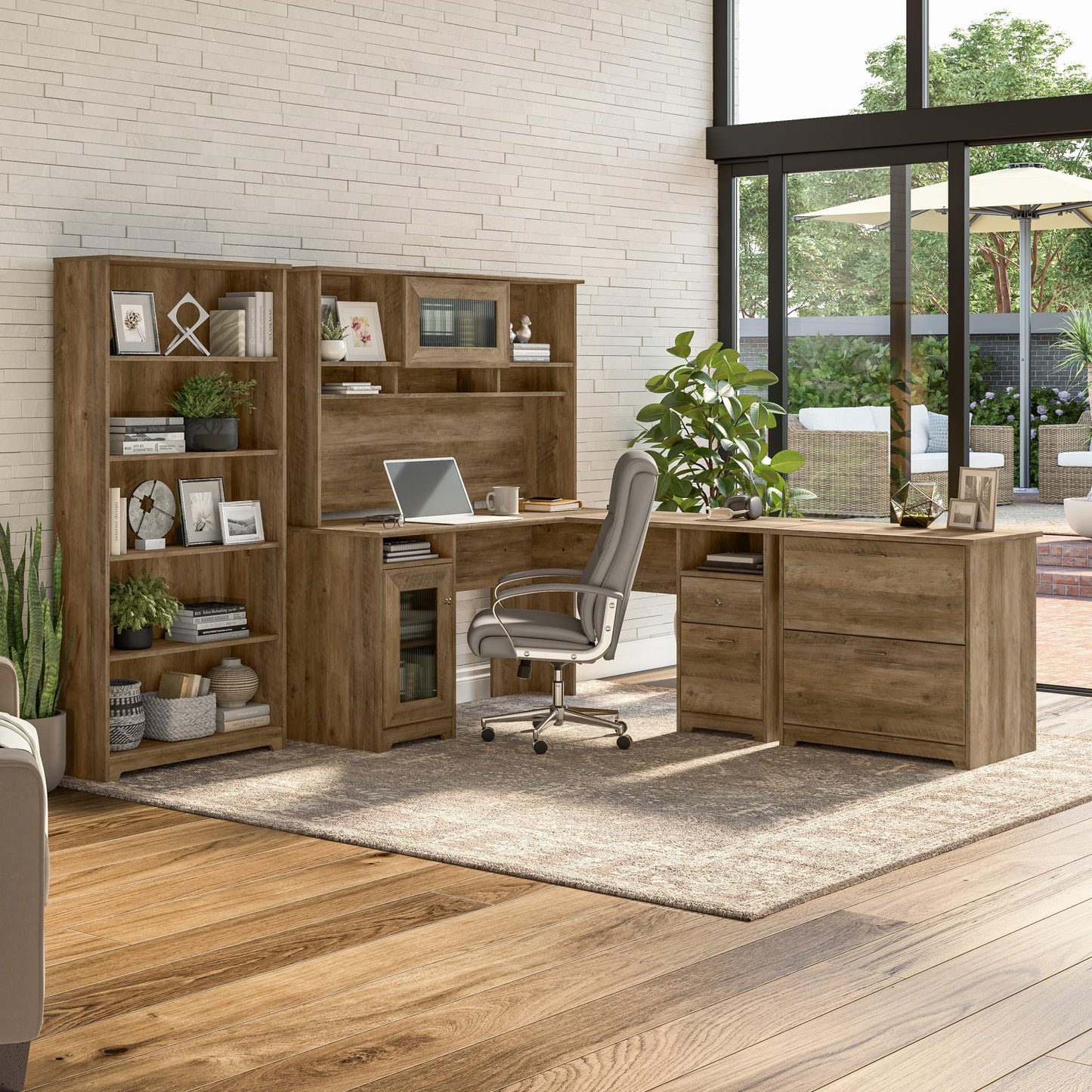 Bush Home Cabot 2 Drawer Lateral File Cabinet in Reclaimed Pine, Home Office Chest for Letter, Legal, and A4-size Document Storage