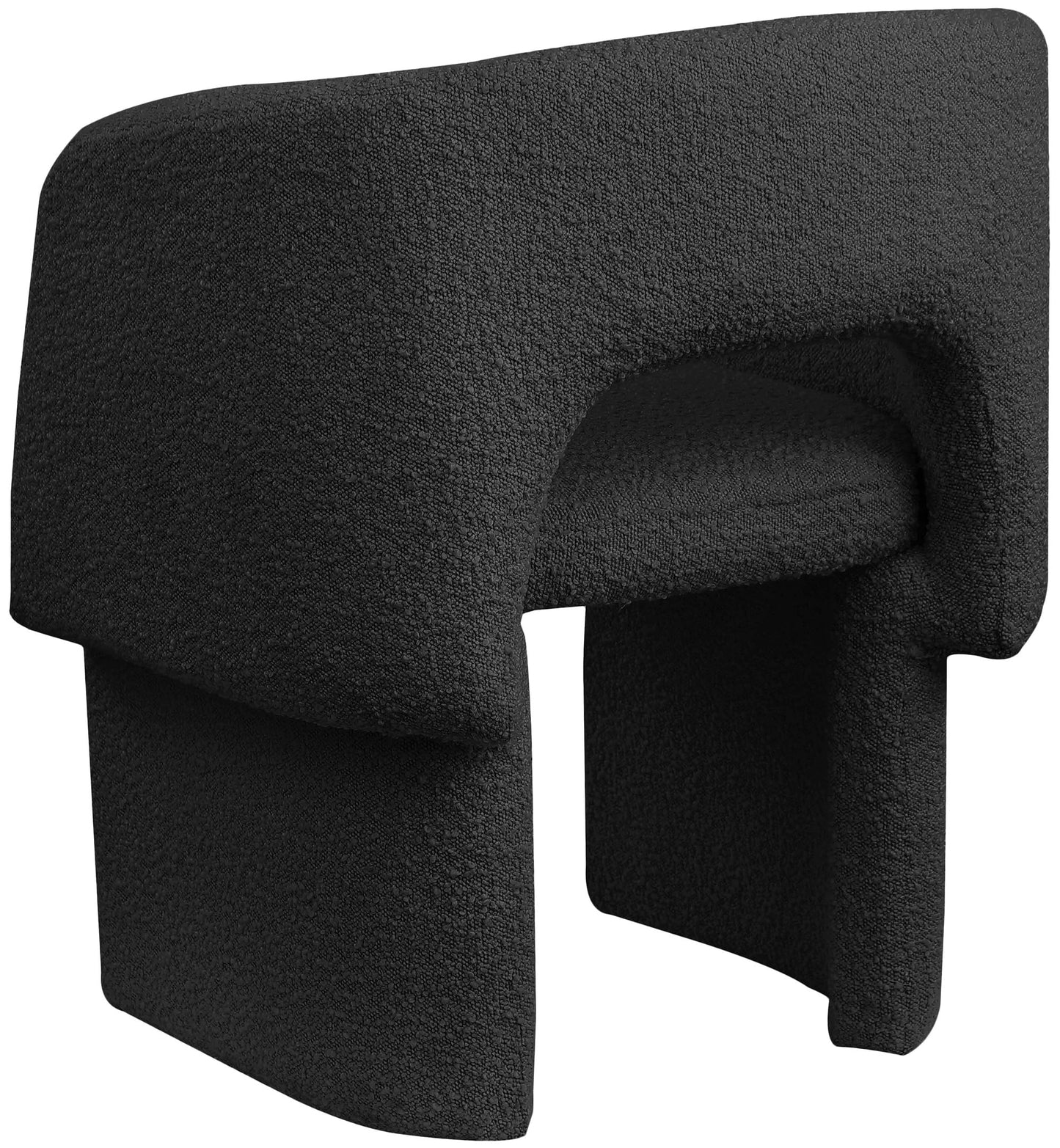 Meridian Furniture 438Black-C Emmet Collection Modern | Contemporary Dining Chair/Accent Chair with Rich Black Boucle Fabric, Steel Inner Frame, 26" W x 23.5" D x 30" H, Black