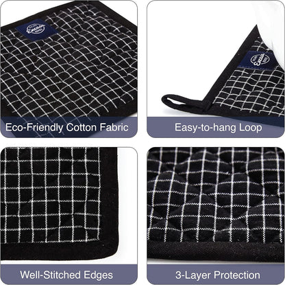 Encasa Homes 8 inches Oven Microwave Potholders (2 pc Set) - Heat Resistant for Kitchen Cooking & Baking