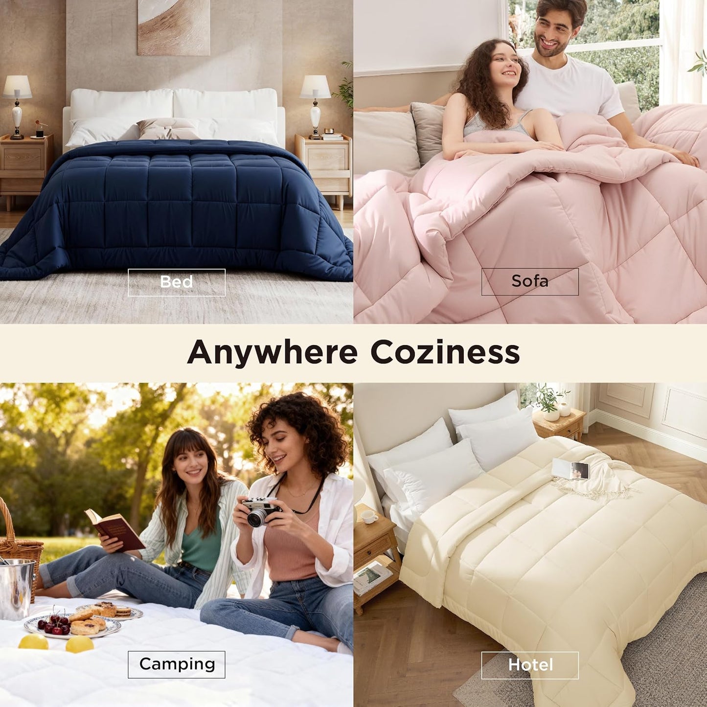 Bedsure Comforter Duvet Insert - Oversized King Size All-Season Down Alternative Bedding, Pink 116 x 98 Inches