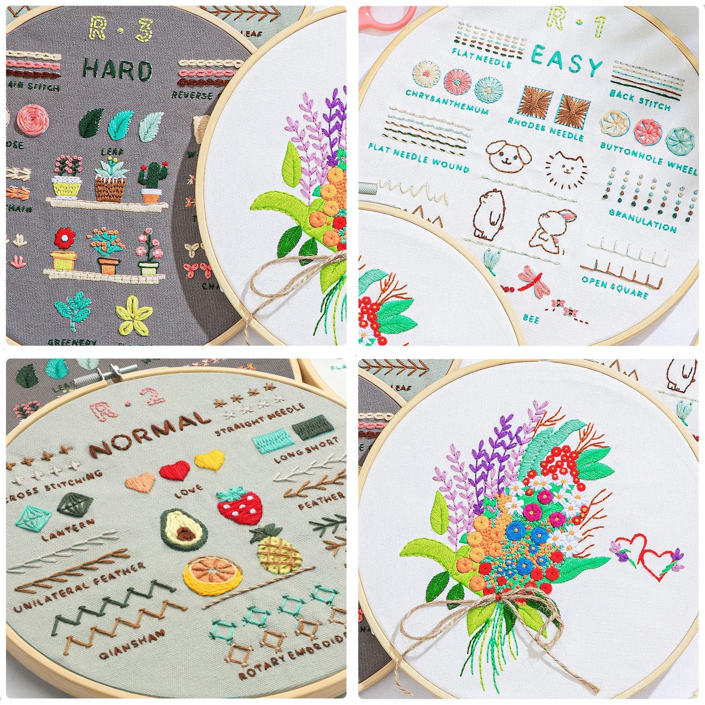 Culberta Embroidery Kit for Adults Beginner, Needlepoint Kits, Cross Stitch Craft Set with HD Video Tutorials, Hand DIY Art Supplies for Gifts (A)