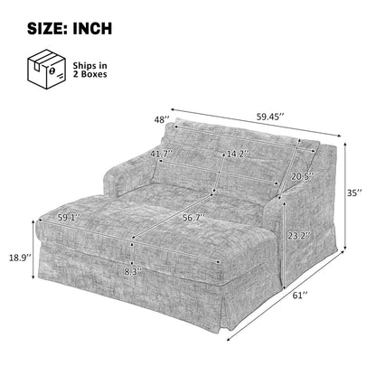 GDFStudio Chenille Sofa Bed Loveseat, Convertible Sleeper Couch with Deep Seat, 900 lbs Capacity, Upholstered Lounge Sofa with Pillows, Modern Compact Sofa for Living Room Bedroom Guest Space, Grey