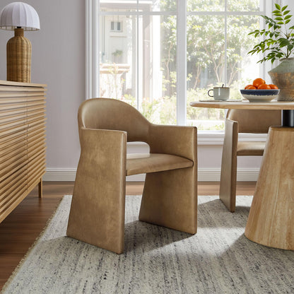 Modway Talia Vegan Leather Dining Armchair in Toast
