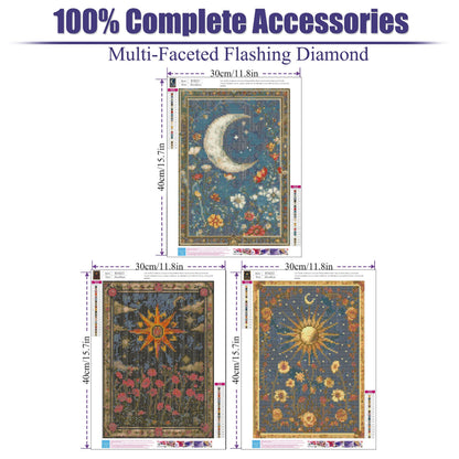 NEGEKFKX 3 Pack Celestial Body Diamond Art Kits for Adults Beginners,Sun Moon Stars Diamond Painting Kits for Adults,5D Full Drill DIY Diamond Dot Gem Art Kit Wall Home Decor Arts Craft 12x16 inch
