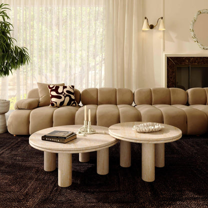 Tov Furniture Amora Faux Travertine 32" Round Accent Table