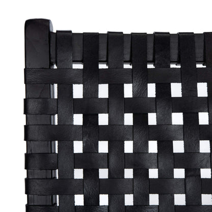Safavieh Home Luna Black and Black Leather Woven Accent Chair