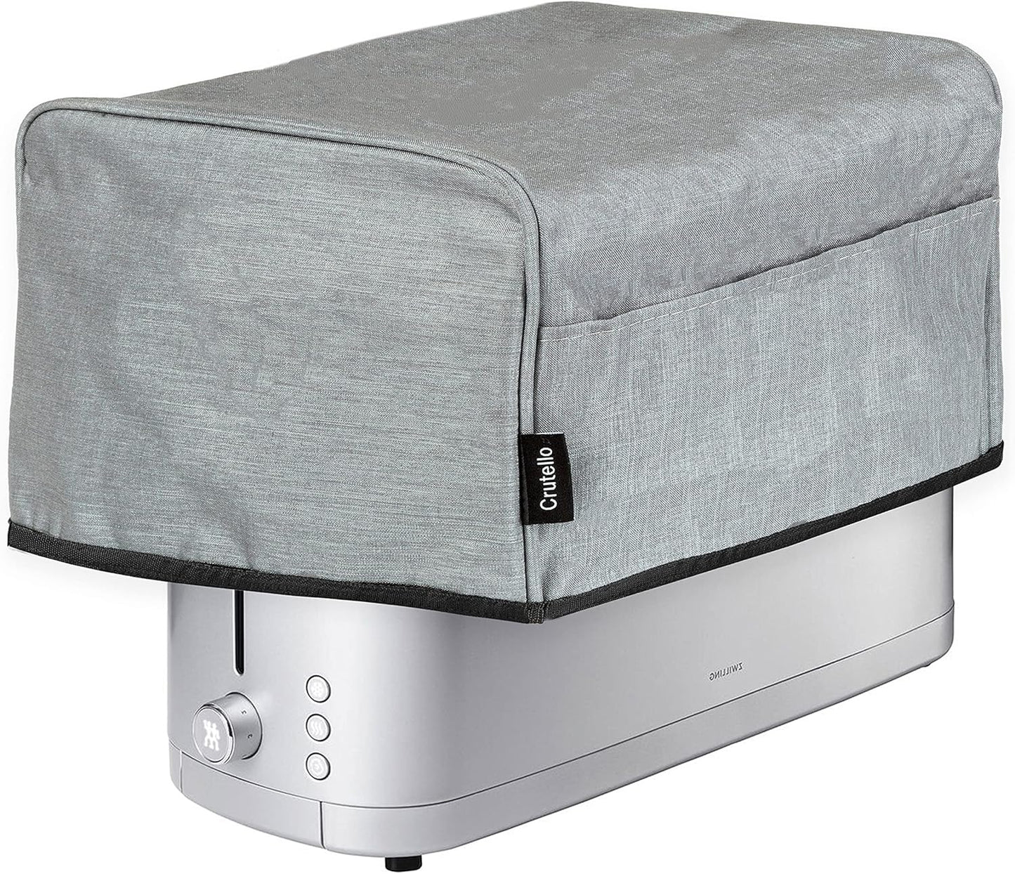 Crutello Toaster Cover for 4 Slice Long Slot Toaster with Storage Pockets, Small Appliance Dust Cover