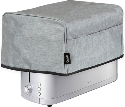 Crutello Toaster Cover for 4 Slice Long Slot Toaster with Storage Pockets, Small Appliance Dust Cover