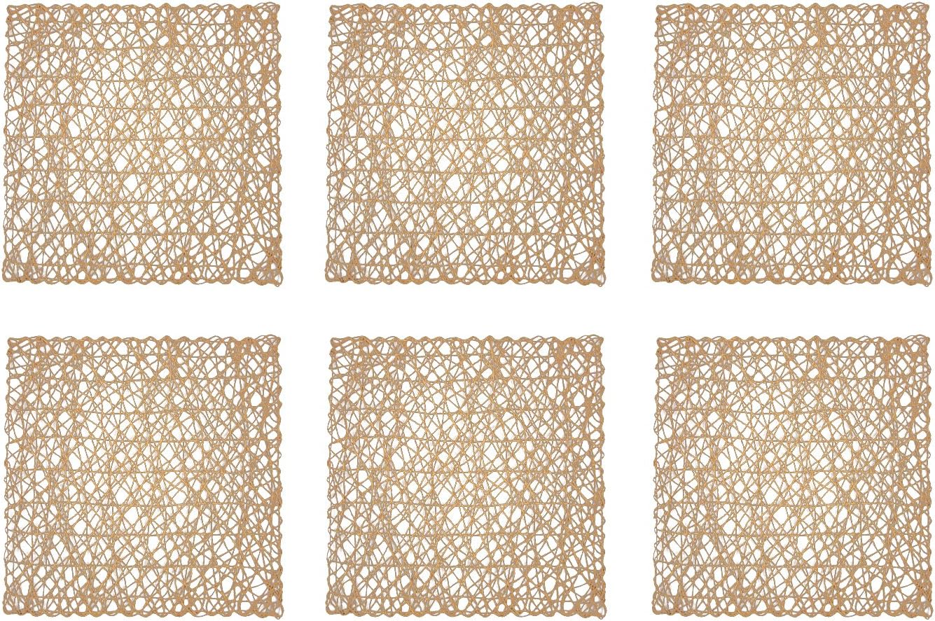 DII Woven Paper Tabletop Collection, Square Placemat Set, 16x16, Taupe, 6 Piece