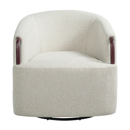 Christopher Knight Home Shiza Modern Swivel Chair with Solid Wood Base, Comfy Swivel Accent Chair with Curved Design, Soft Boucle Upholstered Lounge Sofa Chair for Living Room/Bedroom, Beige
