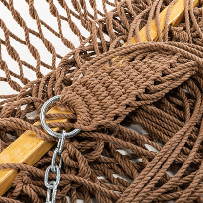 Original Pawleys Island Deluxe Antique Brown DuraCord Rope Hammock – 13 ft. x 65 in, 2-Person, 450 lb Capacity, Oak Spreader Bar, Zinc-Plated Hardware, Handcrafted in the USA