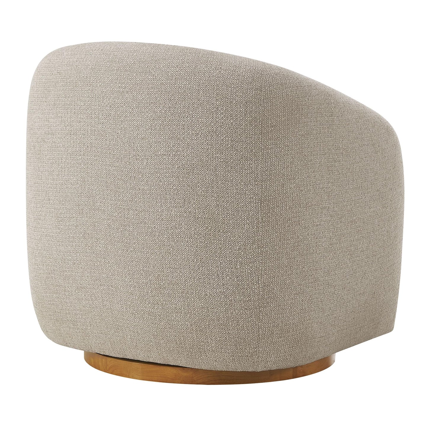 Modway Holland Curved Swivel Armchair in Dove Gray – Chenille Fabric Barrel Chair with Ball Throw Pillow and Wood Base – Mid-Century Modern Curved Living Room Accent Chair