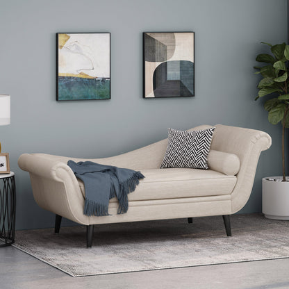 Merax Upholstered Chaise Lounge Accent Chair, Modern Tufted Lounge Sofa with Solid Wood Legs, Indoor Reclining Chair for Living Room Bedroom, Beige