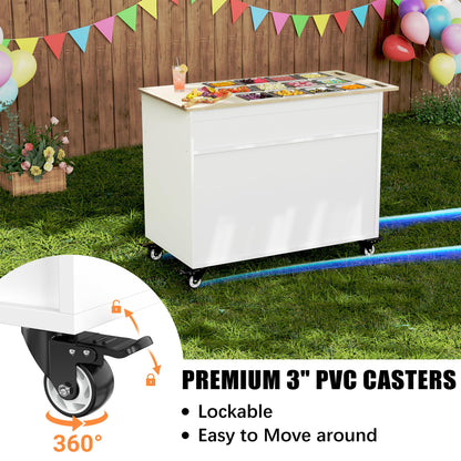 GDLF Charcuterie Cart with Stainless Steel Food Pans, Mobile Pizza Topping & Salad Bar Station, Buffet Serving Table for Home, Party & Catering