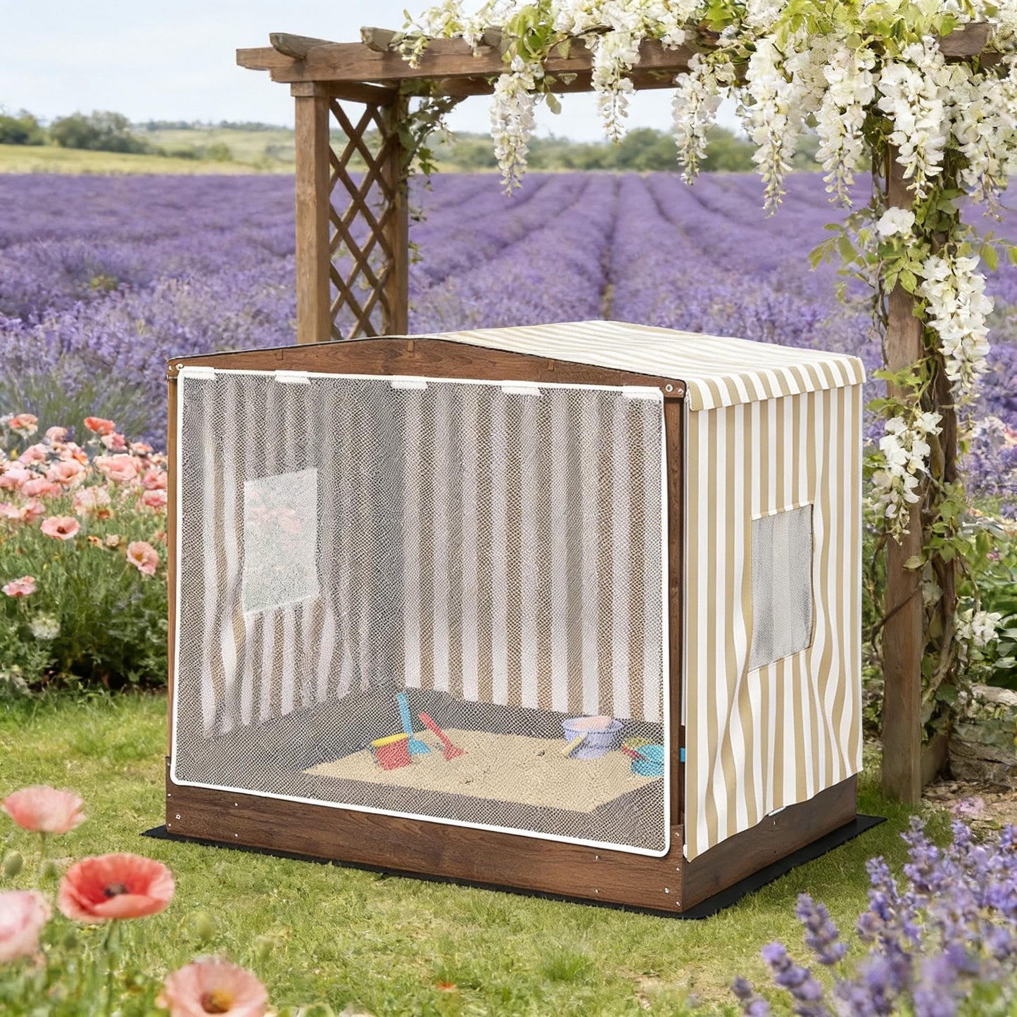 GOWE Sandbox with Canopy Covered,Kids Wooden Sandbox
