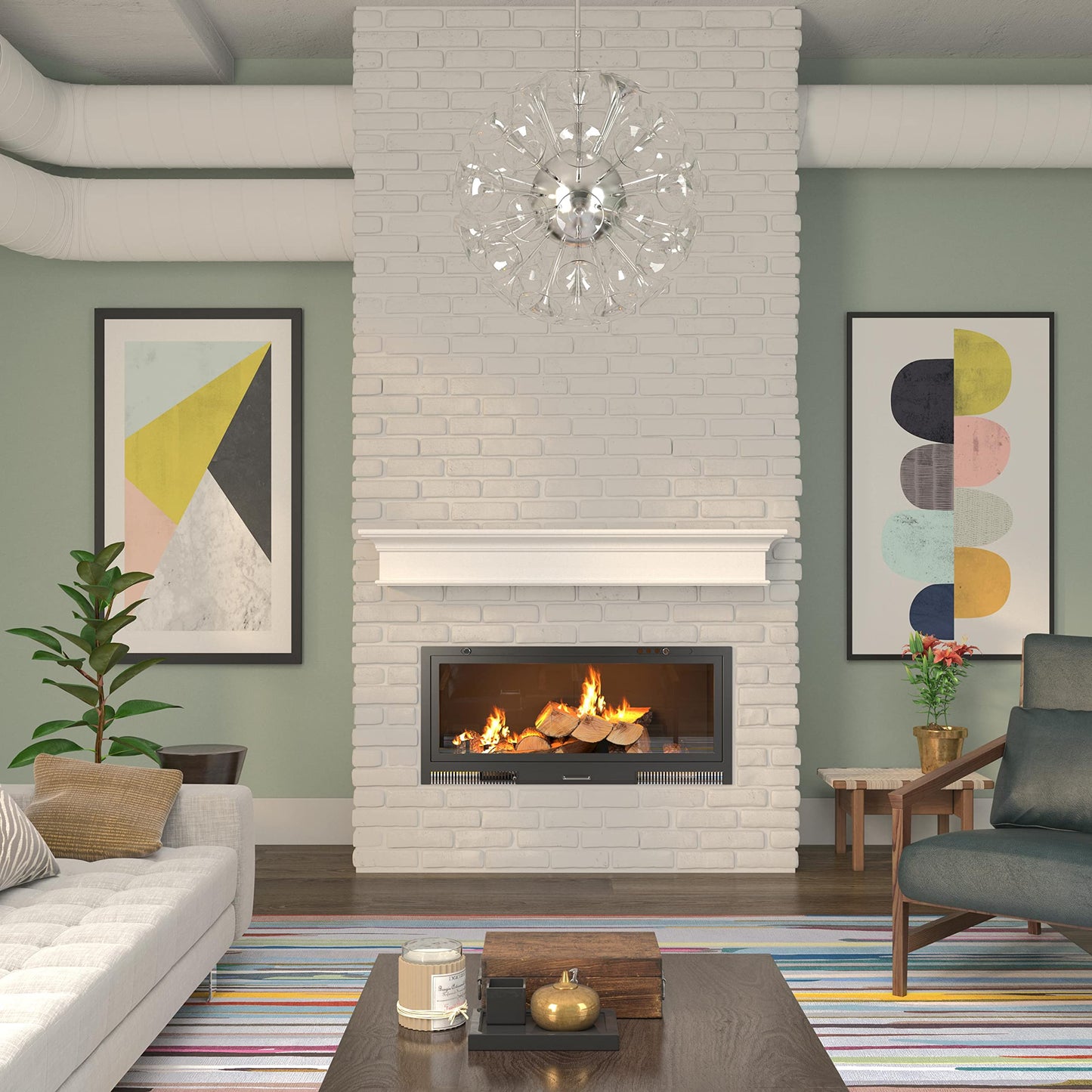 Pearl Mantels ARYB72610 Premium Grade A MDF White mantel shelf, Crisp White paint, 72"L x 9"D x 8"H, The perfect compliment to your hearth and home