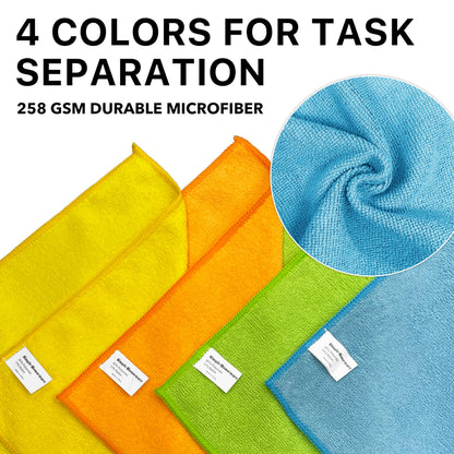 Simple Houseware Microfiber Cleaning Cloth 50 Pack, 12" x 12", 4 Colors