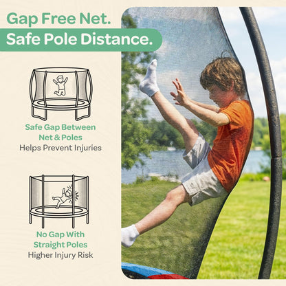 JoyBerri Trampoline Outdoor - Upsurge ASTM Certified Safe 8Ft 10Ft 12Ft 14Ft 15Ft 16Ft Recreational Trampoline for Kids and Adults. Anti-Rust Coating with Enclosure Net, Ladder, Sprinkler & LED Lights