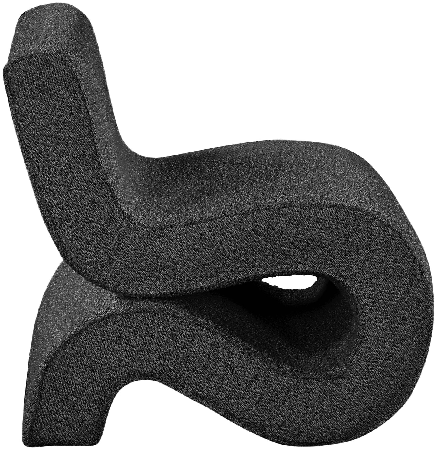Meridian Furniture 599Black Desiree Collection Modern | Contemporary Boucle Fabric Upholstered Accent Chair with Rich Black Boucle Fabric, Curved Design, 22.5" W x 29" D x 28.5" H, Black