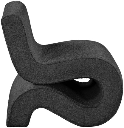 Meridian Furniture 599Black Desiree Collection Modern | Contemporary Boucle Fabric Upholstered Accent Chair with Rich Black Boucle Fabric, Curved Design, 22.5" W x 29" D x 28.5" H, Black