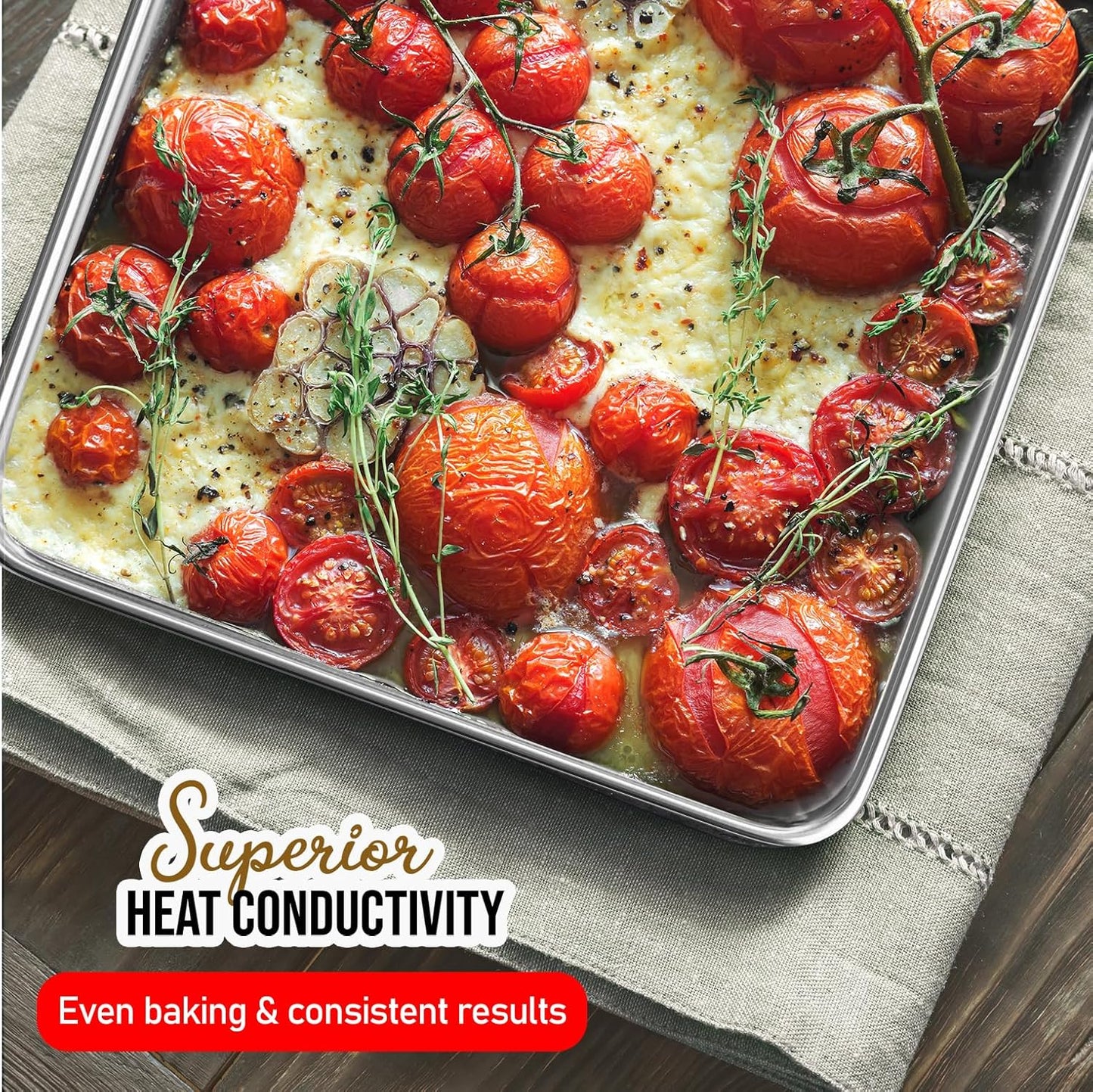 Eatex Aluminum Baking Sheet - 9x13 Steel Baking Pan, Nonstick, Warp and Rust Resistant Cookie Sheets