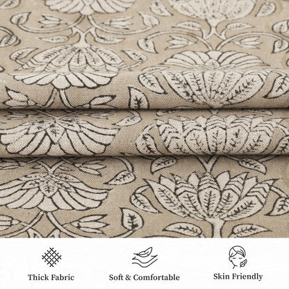 Handmade Block Print 100% Thick Cotton 20 x 20 inch Throw Pillow Cushion Cover with Zipper - Pillowcase for Bedroom, livingroom, Couch, Sofa, Outdoor, Chair, Bed, Home Décor-Margot (Muslin Beige 1)