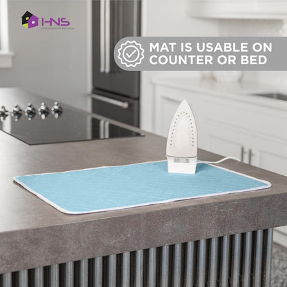 HOLDN’ STORAGE Ironing Mat, Magnetic Laundry Mat, 28.25” x 19”, Blue, Quilted, Washer and Dryer Countertop