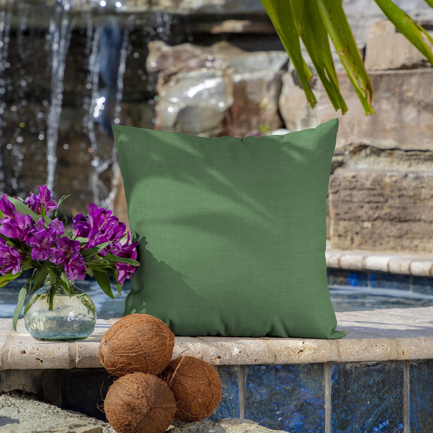 Arden Outdoor Toss Pillow, 2 Pack, 16 x 16, Rain-Proof, Fade Resistant Pistachio Botanical