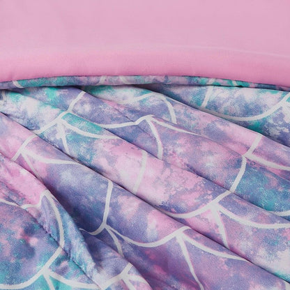Wink Deer Twin Comforter Set for Girls-3 Pieces Mermaid Glow in the Dark Twin Bedding Sets for Kids,1 Comforter,1 Sham and 1 Decor Pillow